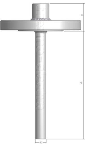 FT 3070 Geflensde thermowell - recht