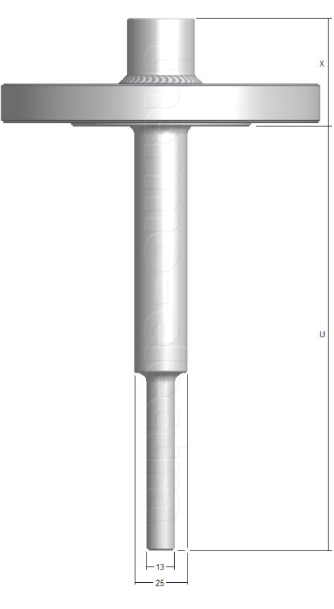 FT 3080 Geflensde thermowell - verjongd